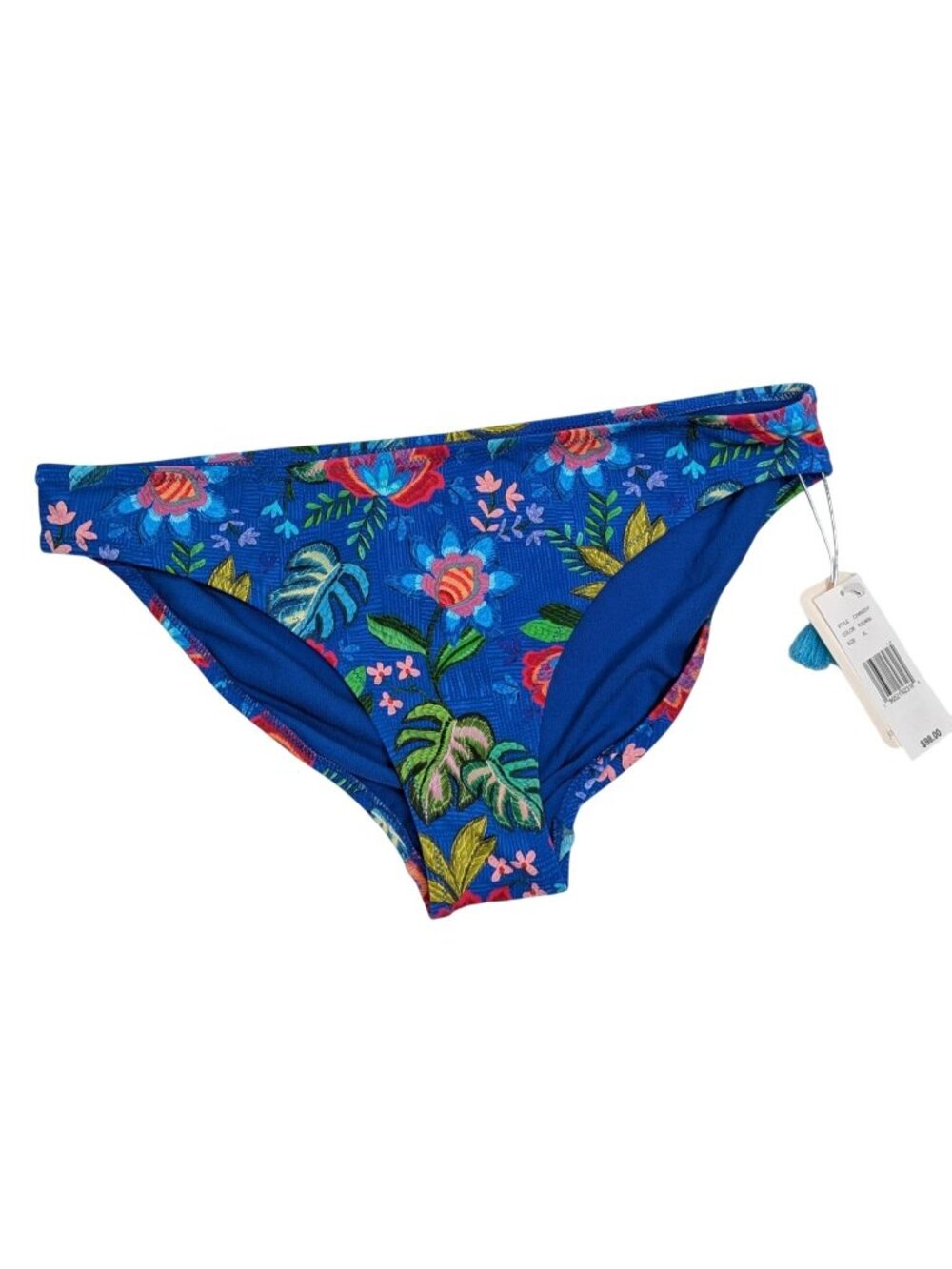 Johnny Was Roumba Hiptser Blue Floral Tropical Bikini Bottoms XL